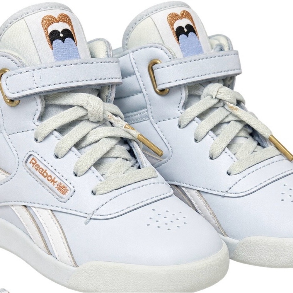 Cardi B Reebok Kids Light Blue High-Top Sneakers with Gold Accents
